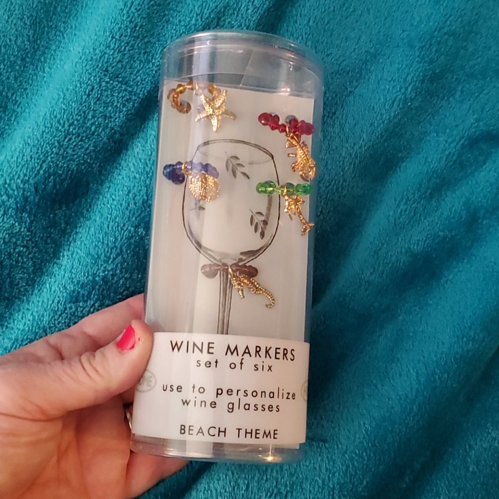 Beach theme wine markers